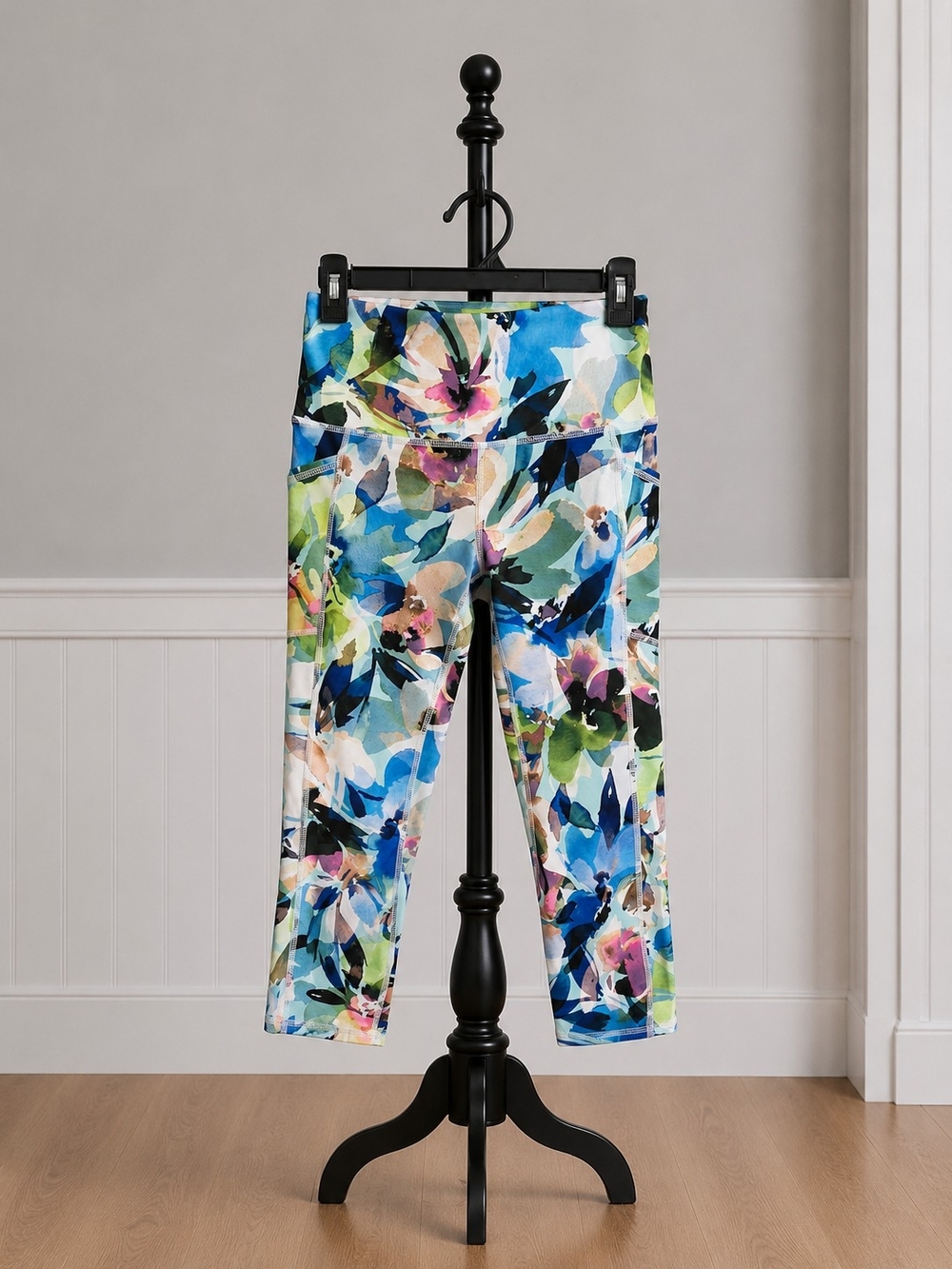 RBX Watercolor Floral Capri Leggings